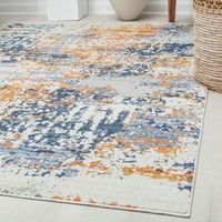 שטיחים אמריקה פרסטון PS50a ספיר ספיר זהב מפלס מעבר שטיח אזור כחול וינטג ', 5'3 7'0