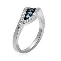 קראט T.W. טבעת אופנה סטרלינג כחול -לבן סטרלינג