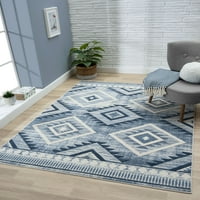 מאוחדים מאוחדים מילאנה חפה שטיח מבטא גיאומטרי עכשווי, כחול, 1'10 3 '