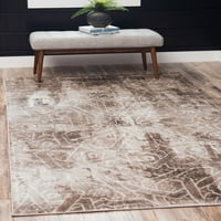 נול ייחודי מקורה מלבני במצוקה מודרנית שטיחים בצבע בז 'לבן, 8' 11 '0