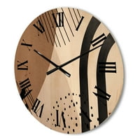 עיצוב 'מופשט צורות וצורות שנהב מופשטות בטרקוטה I' שעון קיר עץ מודרני