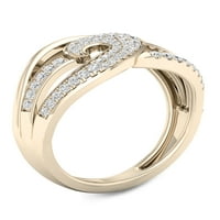 Imperial 1 3ct TDW יהלום 10K טבעת אופנה מערבולת יהלום זהב צהוב