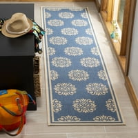 שטיח רץ פרחוני לינדן צ 'שונט, כחול שמנת, 2 '8'