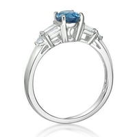 ג ' יי לב עיצובים סטרלינג כסף אמיתי שוויצרי כחול טופז ויצר לבן ספיר טבעת