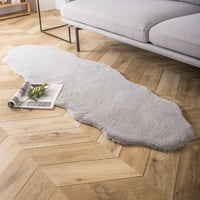 פנטוסקופ דלוקס רך ארנב ארנב סדרת פרווה דקורטיביים מקורה שטיח שטיח כיסוי ספה, רגליים, אפור, חבילה