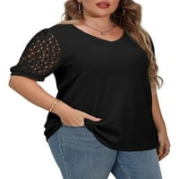 חולצת סרוג וופל גודל של צ'אמה פלוס לנשים טוניקה עם שרוול קצר