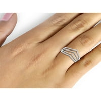 קראט T.W. טבעת פתוחה של כסף סטרלינג יהלום לבן