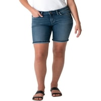 חברת ג ' ינס כסף. נשים סוקי אמצע עלייה ברמודה מכנסיים קצרים, מותניים גדלים 24-36