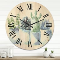 עיצוב צמחי בית עסיסי וקקטוס אני 'שעון קיר עץ חווה