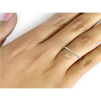 טבעות יהלומים של תכשיטנים לנשים - תכשיטי טבעת יהלומים לבנים של קראט - 14 קראט להקות כסף מצופות זהב לנשים