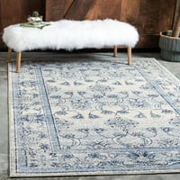 ייחודי נול מקורה מלבני פרחוני מסורתי אזור שטיחים כחול בז', 12 ' 16 ' 0