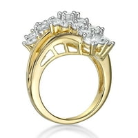 ג'יי לב מעצב כסף סטרלינג עם ציפוי זהב צהוב 14 קראט טבעת קוקטייל יהלום לבן מדומה