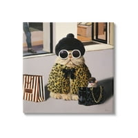 תעשיות סטופל סאסי גלאם מעצב חתול אופנה קוטור ציורי תיקי תיקי גלריית קיר דפס עטוף בד, 17x17