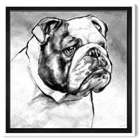 ווינווד סטודיו חיות קיר אמנות בד הדפסי 'אנגלית בולדוג' כלבים וגורים-שחור, לבן