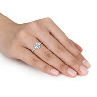 מיבלה נשים 1- קראט אקוומרין 10KT טבעת סוליטייר זהב לבן