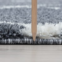 שטיח שטיח שטיח גיאומטרי אפור כהה עבה, סלון שמנת קל לניקוי