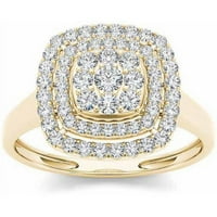 קראט T.W. טבעת אירוסין זהב צהוב של יהלום קריס-קרוס.