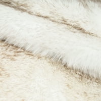 פנטוסקופ אולטרה רך פאו פו פרווה סדרת פרווה דקורטיבית מלבן שטיח שטיח, לבן עם קצה חום, חבילה