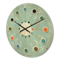 עיצוב 'קישוט מינימלי של טורקיז' שעון קיר עץ מודרני של אמצע המאה