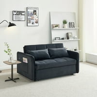 Momspeace 55.5 שלף מיטת ספה, פוטון ספה ספה ישן ספה עם שקע USB, כיסי צד לסלון - שחור