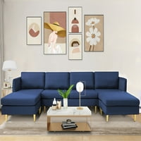 Aukfa מודרני ספה חתך-להמרה L U ספה עם ספה עם נוח עות'מאני-ריהוט לסלון- כחול
