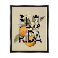 סטופל תעשיות פלורידה פריחת תפוז מדינת פרח טיפוגרפיה גרפי אמנות סילון שחור צף ממוסגר בד הדפסת קיר אמנות,
