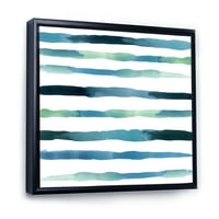 עיצוב אמנות 'כחול כהה אנכיים ימיים' מודרני ממוסגר בד קיר אמנות הדפסה