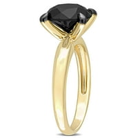 Miabella's Carat T.W. יהלום שחור 10kt טבעת אירוסין סוליטייר צהובה