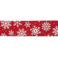 חוט קצה מתנה לעטוף בד סרט, אדום פשתן עם לבן פתית שלג, 1. ברגל