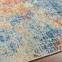 אמנותי אורגים בודרום מופשט אזור שטיח, כחול שרוף כתום, 8 '10 12'