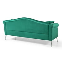 ספה של Aukfa לסלון- ספה קטיפה עם כריות- כפתור מושב- עיצוב ראש ציפורניים- ירוק